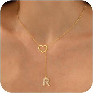 Personalized Heart Pendant Necklace - Trendy 14K Gold Plated Jewelry Gift